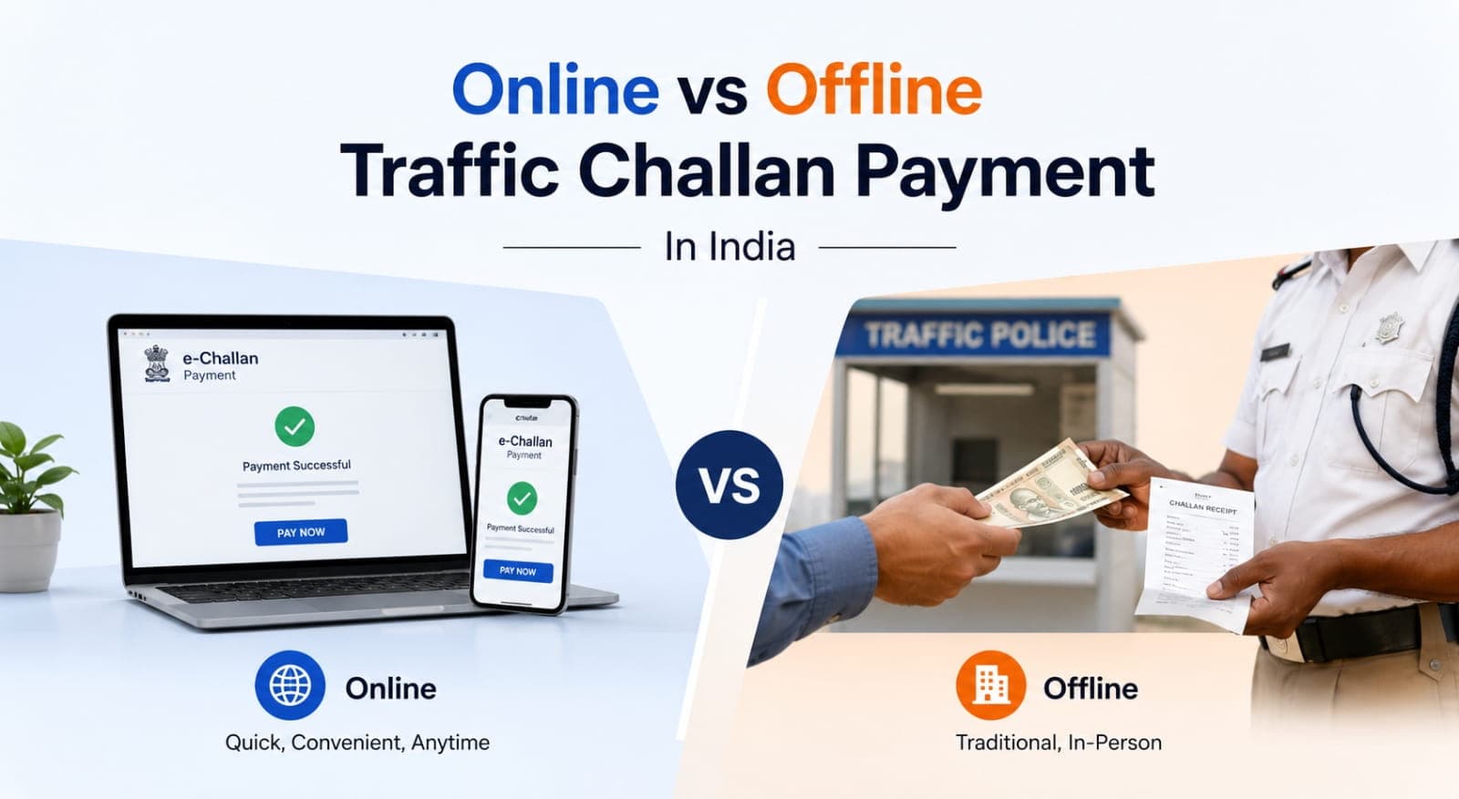 Online vs Offline Traffic Challan Payment