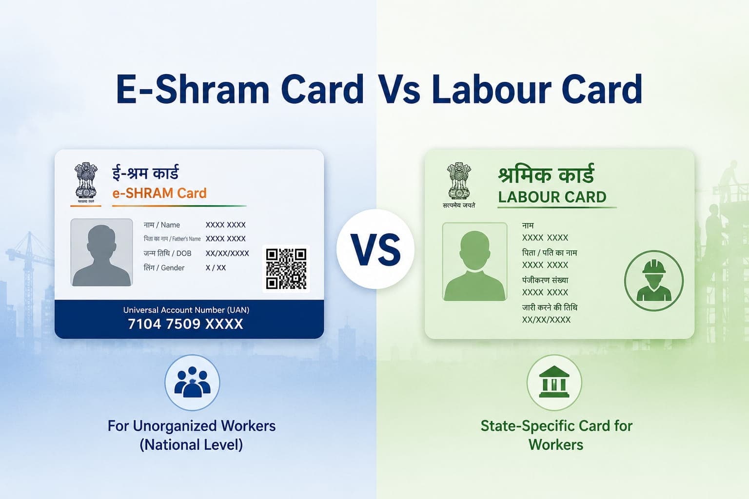 E-Shram Card Vs Labour Card