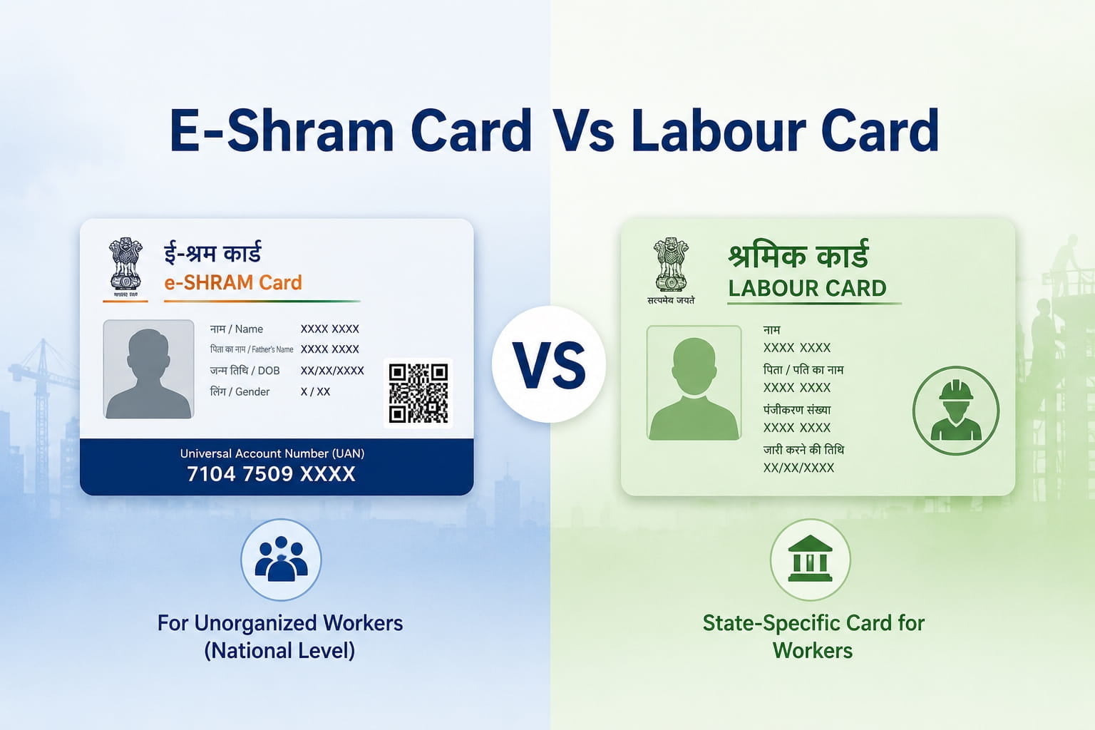 E-Shram Card Vs Labour Card