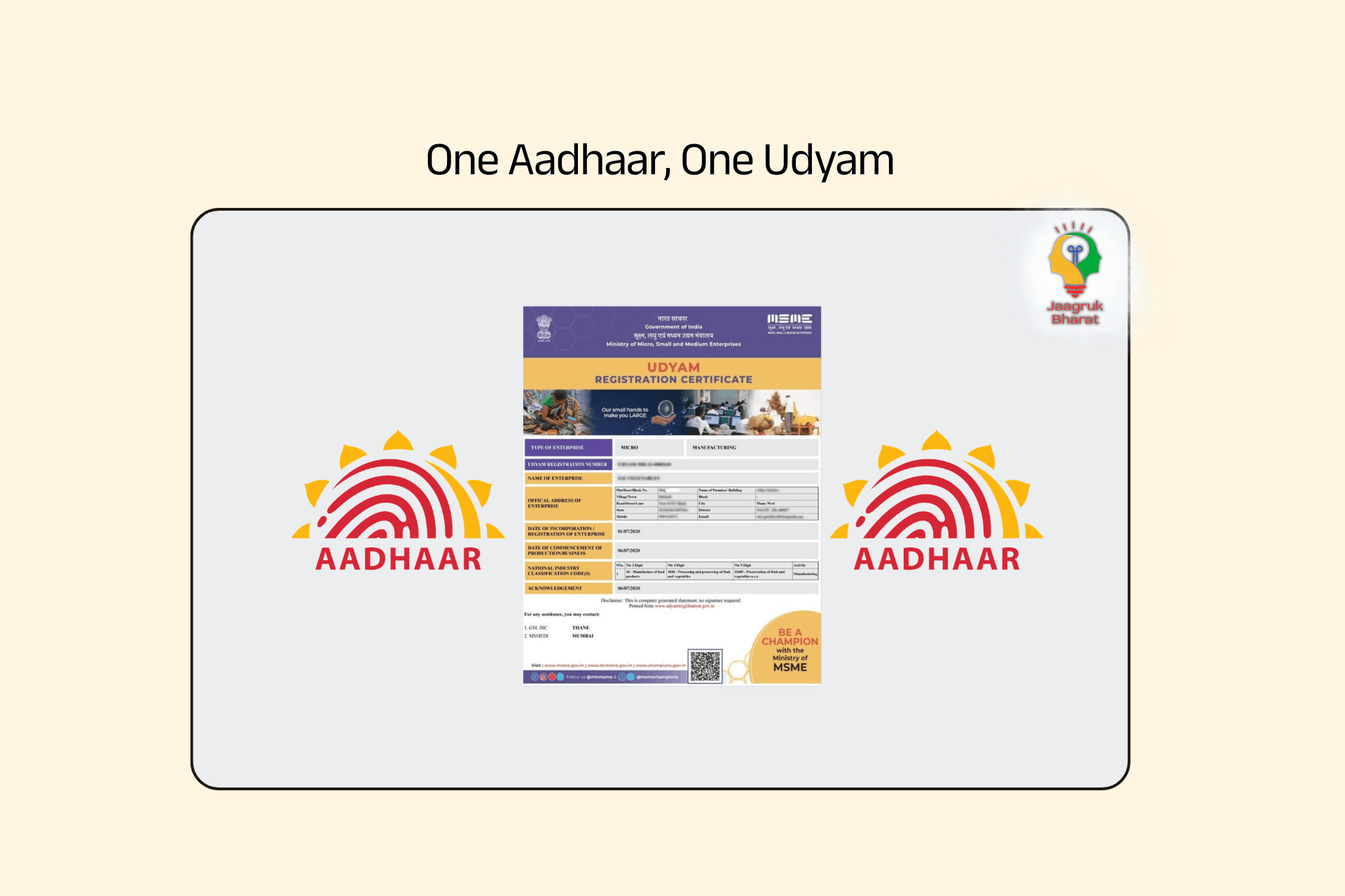 One Aadhaar, One Udyam
